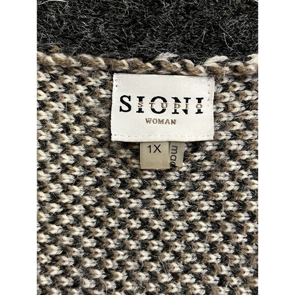 Sioni Open Front Sweater Sz 1X Gray Southwestern Native Geometric Aztec Fringe - Picture 7 of 13